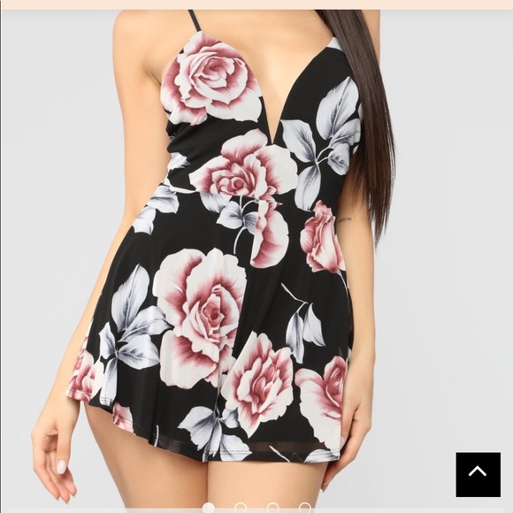 Other - NWOT Fashion Nova Black Floral Romper Playsuit
